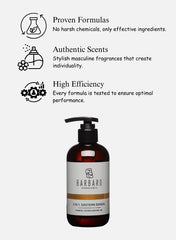 Barbaro 3-in-1 Men’s Shower Gel, Shampoo & Shaving Gel Eastern Sandal – Hydrating Body Wash with Keratin, Sandalwood & Citrus Aroma for All Hair & Skin Types, 250ml - Beauty Blushh