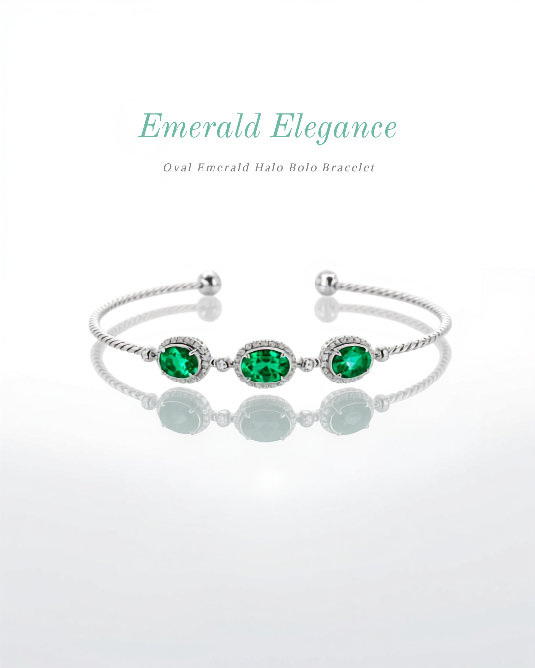 Adjustable Oval Green Sapphire Bracelet