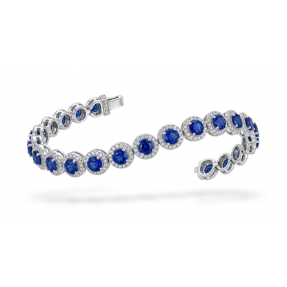 Adjustable Oval Blue Sapphire Bracelet