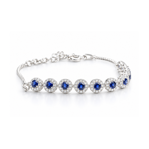 Adjustable Oval Blue Sapphire Bracelet