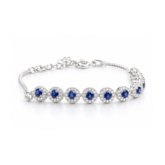 Adjustable Oval Blue Sapphire Bracelet